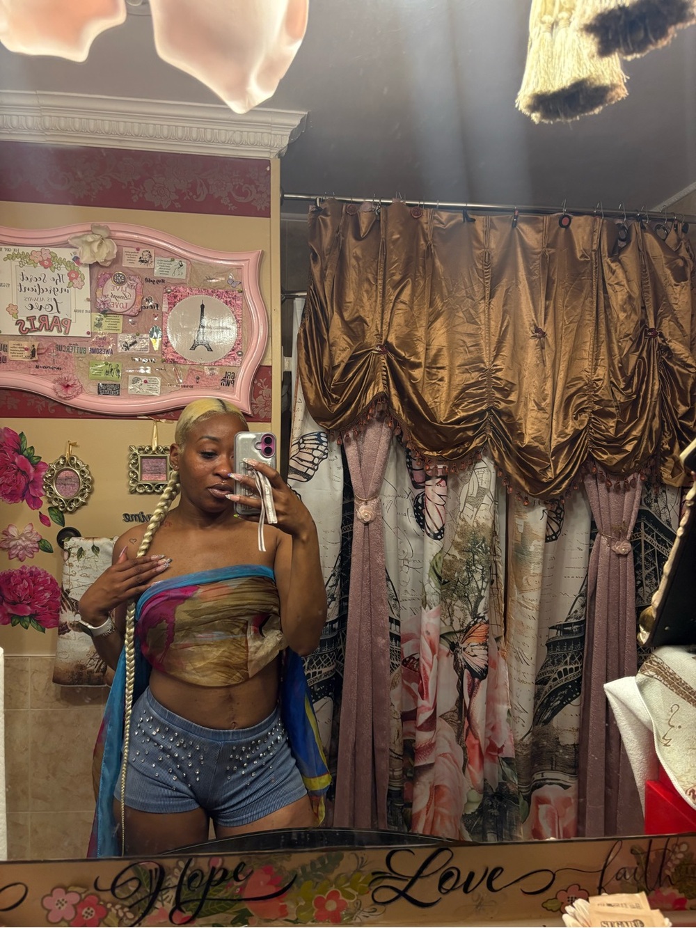 H & M blingy blue rhinestone mini shorts. Stretchy & Comfy. - Picture 7 of 7